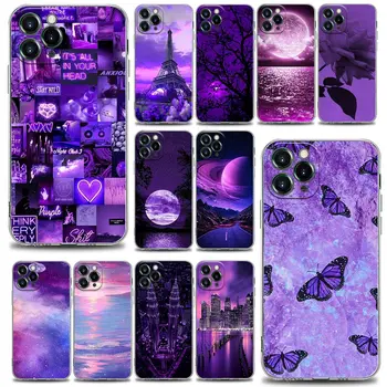 Peisaj frumos în violet Telefon Caz pentru iPhone 13 12 11 SE 2022 X XR XS 8 7 14 Pro Mini Max Plus Silicon Moale Caz