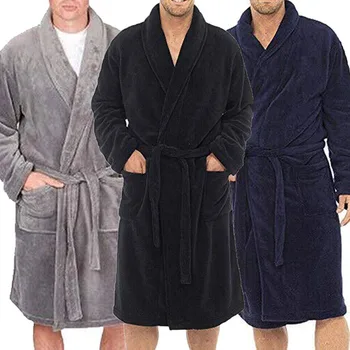 Nouă Bărbați din Catifea cu maneci Lungi Rochie Lungă, Halat de baie Halat de Iarnă Acasă de Agrement Pijama Calde