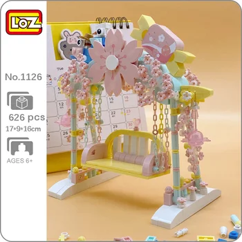LOZ 1126 Parcul de Joaca pentru copii Sakura Floare Leagăn Pasăre Bomboane Inima Animal Model de Mini Blocuri Caramizi de constructie de Jucarie pentru Copii fără Cutie
