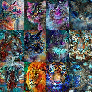 DIY Diamant Pictura Animal Pisica Tigru Diamant goblen Kit de Broderie Arta Noua Imagine Pietre Mozaic Ambarcațiunile de Decor Acasă