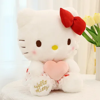 Sanrio Hello Kitty Drăguț Papusa de Plus Țineți Inima Drăguț Pufos Moale Jucărie Umplute Heruvim Cupidon Iubitorii de Crăciun Cadou de Ziua Îndrăgostiților