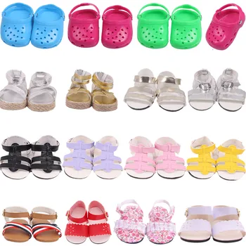 Papusa cu Pantofi de Vara din material Plastic PU Gaura de Plajă, Sandale se Potrivesc 18 Inch Fata& 43 Cm Renăscut Baby&43 Cm Papusa Nenuco ,Cadou de Vacanță Pentru Copii