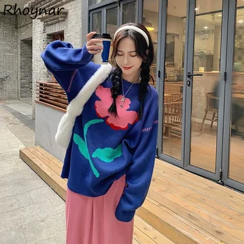 Pulover Pulovere Femei Retro Dulce Licitație de Imprimare Nou All-meci Vrac Design Simplu Stil Japonez Toamna Tricotate Moale Moda