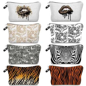 Moda Digitale de Imprimare Zebra Leopard Machiaj pentru Femei Geanta Organizator Pentru Cosmetice Lady Călătorie Geanta Portabila articole de Toaletă Sac de sex Feminin