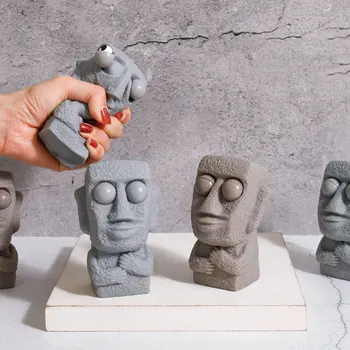 1 buc Statuie Moai Stoarce Jucărie Insula Paștelui Amuzant Expresiei Faciale Moi Jucării de Relief Anxietate Jucărie Pentru Copii Cadou de Culoare Aleatorii