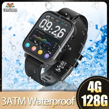 LZAKMR Smartwatch Android OS 9.1 GPS NET 4G 128G ROM WIFI Ceramice Inteligent Bărbații se uită la apă până la 3atm 8MP Camera HD de Oxigen din Sange GPS Sim Apel