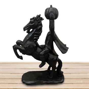 Călărețul fără cap Sculptura Groază de Dovleac fără cap Figurine, pentru Decoratiuni de Halloween Negru Înfiorător Tema de Desene animate Decor Cadouri
