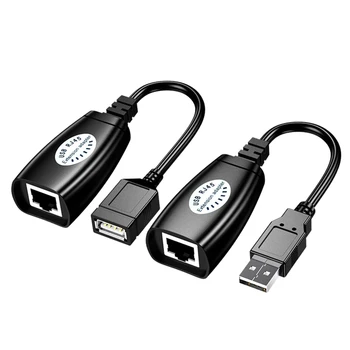 2 buc USB la RJ45 LAN prin Cablu de Extensie Adaptor Extender Peste Cat5 RJ45 Cat6 Patch Cord Negru Networking Accesorii