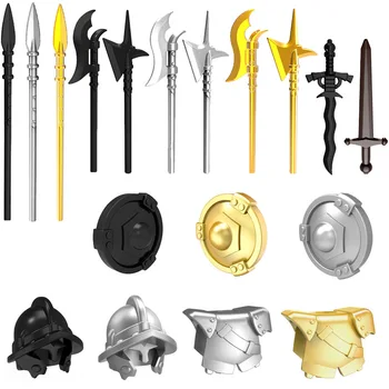 10buc/lot Castel Medieval Cavaler Arme Casca, Armura Scut Halebarda Ciocan, Topor Săbii Blocuri Caramizi Jucarii Copii