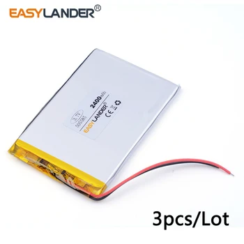 3pcs /Lot 3.7 v litiu Li-ion polimer baterie reîncărcabilă 505585 2400 mah mobile de alimentare tableta de 7 inch baterie GPS DVR jucărie