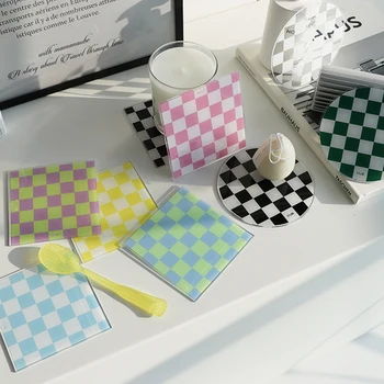Tablă De Șah Placemat Stil Nordic Pătrat Rotund Acrilice Coaster Desert Tava Magazin De Cafea Decor De Birou Accesorii Pentru Casa