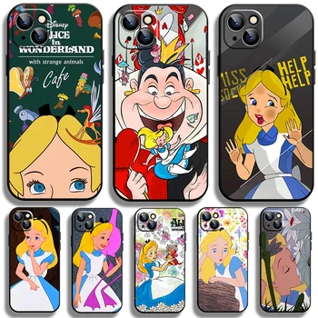 Disney Alice în țara Minunilor Caz pentru Apple iPhone 14 13 12 Pro Max Mini 11 Pro XS Max X XR 7 8 Plus SE2020 Negru Capac Telefon Capa