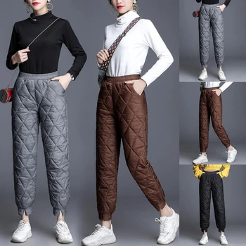 2022 Noi De Iarnă În Aer Liber În Jos Bumbac Pantaloni Harem Pentru Femei Talie Elastic Gros Vânt Cald Drumetii, Camping, Pantaloni