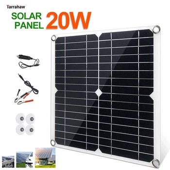 Panou Solar 20W Celule Solare USB5V+DC18V Ieșire de Stocare a Energiei electrice FOTOVOLTAICE Placa de Încărcare Telefon Mobil Portabil Mini Acasă Generație