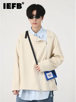 IEFB Pulover Barbati Nou Toamna anului 2023 Moda coreeană Neregulate Fermoar Design 2023 Casual Culoare Solidă Maneca Lunga de sex Masculin Topuri 9A5506