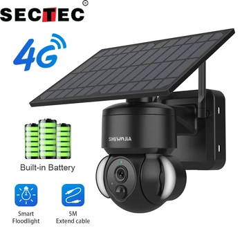 SECTEC SIM 4G Solar, Camera de 2MP în aer liber Panou Solar de Securitate CCTV Baterie rezistent la apa de Detectare a Mișcării Camere de Supraveghere