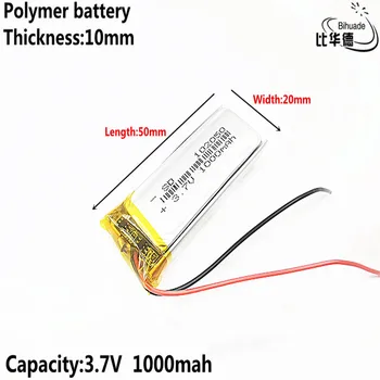 Litru de energie a bateriei Bun Qulity 3.7 V,1000mAH 102050 Polimer litiu-ion / Li-ion pentru tablet pc-ul BĂNCII,GPS,mp3,mp4