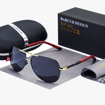 BARCUR Bărbați ochelari de Soare Polarizat Protecție UV400 Conducere Ochelari de Soare Femei de sex Masculin Oculos De Sol