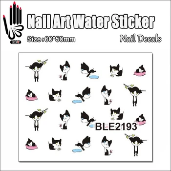 1 Foaie de Unghii de Arta Apă BLE2193 de Desene animate pentru Copii Cat Nail Art Transfer de Apă Autocolant Decal Autocolant Pentru Nail Wraps