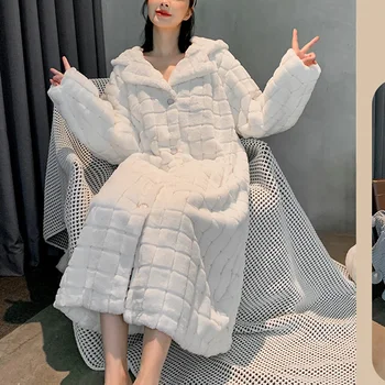 Toamna Iarna Coral Catifea Pijamale Femei 2022 Dublu Strat de Fleece Îngroșat Mult Termică Pijamale Femei Calde Menajere Haine