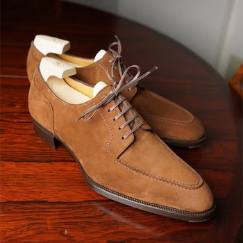 Clasicul Derby Pantofi Pentru Bărbați Pantofi De Moda, Versatil Business Casual Petrecere Retro Despicare Dantelă Up Faux Suede De Culoare Solidă Rochie Pantofi