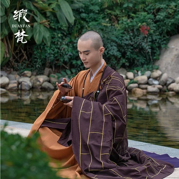 Satin Fanqi de Aur Marginea Călugăr Halat Haiqing Lenjerie de pat Haine de Călugăr, Maro Haine de Călugăr, Șapte Haine Haine Buddha Haine