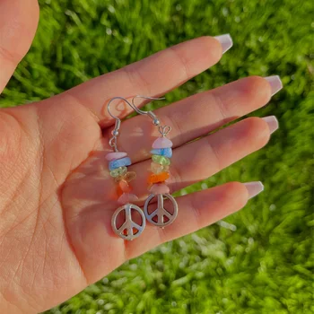 Hippie Cristal Multi-colorate Semn de Pace Cercei