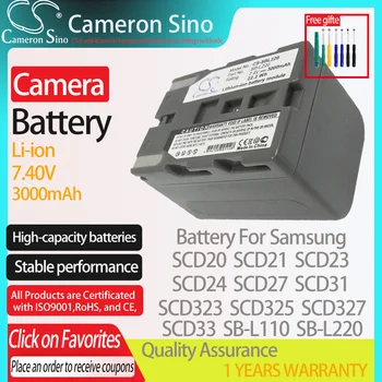 CameronSino Baterie pentru Samsung SCD20 SCD21 SCD23 SCD24 SCD27 SCD31 SCD323 SCD33 SCD327 se potrivește Samsung SB-L110 aparat de fotografiat baterie