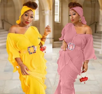 6 Culori Africane Rochii pentru Femei Încreți Africa Rochie din Africa Haine de Moda Lung Maxi Seara Rochie de Petrecere Halat Africaine Femme