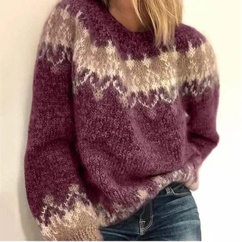 2021 Femeii pulover Pulover Femei Toamna/iarna Moda Casual Lejere de Culoare Amestecat Grosier Flori Tricotate Pulover Femei Streetwear