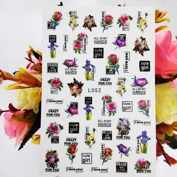 2022 3D Unghii Autocolante de Flori de Trandafir Te Iubesc Litere Decoratiuni de Arta Unghiilor Slider Folie Manichiura Accesorii Autocolante pentru Unghii