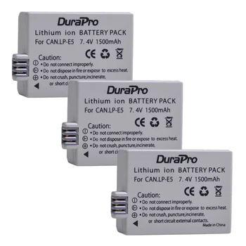 DuraPro 3pcs LP-E5 LP-E5 LPE5 7.4 V 1500mAh aparat de Fotografiat Digital Baterie Li-ion pentru Canon EOS 450D 500D 1000D Rebel XS, Rebel T1i, rațional-emotive și comportamentale