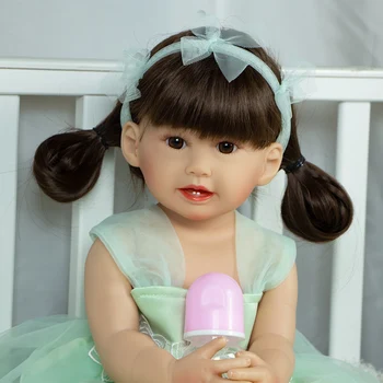 22 Inch 55 CM Corp Silicon Frământa Jucării RebornGreen Tifon Fusta Păpuși pentru Copii Nou-născutului Baby Doll Copii Pentru Cadoul Jucarie