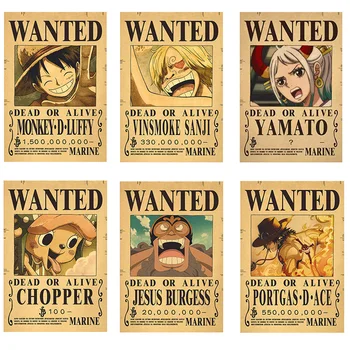 Noul Anime One Piece Luffy 3 Miliarde De Recompense Afișe Patru Împărați Copil Cifrele De Acțiune De Epocă, Decor De Perete Poster Jucarii