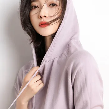 Toamna Primavara pentru Femei Pulover cu Gluga Solid Casual cu Maneci Lungi Femei Vrac Tricota Pulovere Tricotaje coreean Simplu Moale Topuri
