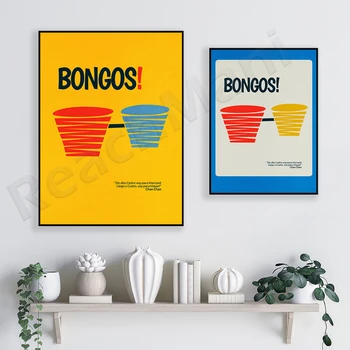 Bongos, Cuba Poster, jazz cadouri, la mijlocul secolului modern, muzicieni de jazz, minimalist galerie de perete, muzica citat