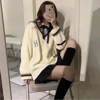 Pulovere Pulover Moda Coreeană Japoneză Uniformă Școlară Stil Preppy Autunm Iarna Jersey Feminin De Simplu Săritor Bază Topuri 2022