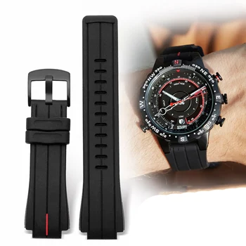 Cantitate mare de Cauciuc Watchband Pentru Timex WatchT2N720 T2N721 TW2T76300 Negru rezistent la apa Curea Silicon 24*16mm
