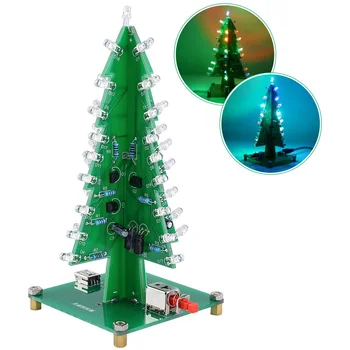 DIY Electronice Pomul de Crăciun 3D Xmas Lipit Practică Electronice Asamblat Kit Proiect 7 Culori LED Intermitent PCB Lipire