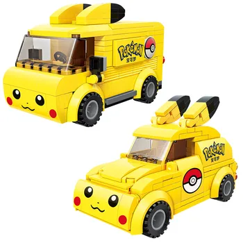 Anime Pokemon Pikachu Masina Drăguț Autobuz Kawaii Model Blocuri Caramizi Seturi De Desene Animate Clasice Păpuși Kit De Jucarii Pentru Copii Cadouri