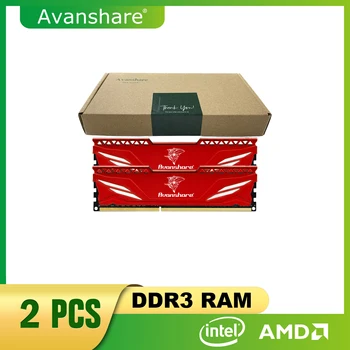Avanshare Radiater Desktop Memoria DDR3 8GB 4GB 1600MHz 1300MHz Roșu radiator RAM Pentru Intel, AMD, Placa de baza, Toate Compatibile