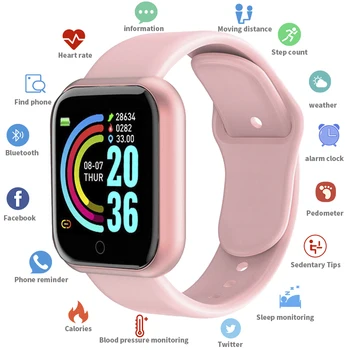 D20 ceas inteligent Bărbați fitness tracker tensiunii arteriale monitor de ritm cardiac Y68 femei brățară pentru Android IOS Xiaomi telefon inteligent