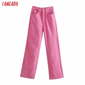 Tangada 2022 Femei de Moda de Vara Roz Blugi Denim pantaloni Pantaloni cu Talie Înaltă Doamnă Largi Picior Pantaloni Pantalon 4M137
