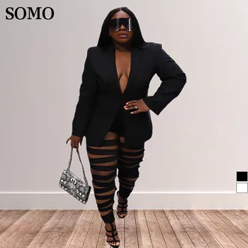 SOMO 5xl Plus Size pentru Femei Îmbrăcăminte Set Sexy Slim Singur Buton Sacou Gaura Pantaloni Două Piese de Costume en-Gros de Dropshipping