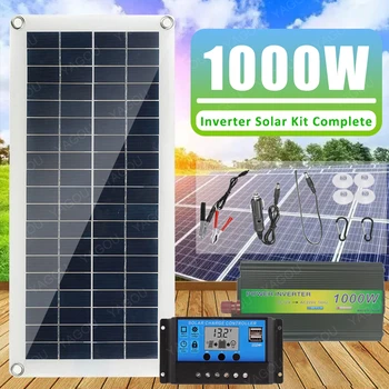 1000W Invertor Sistem Solar 30W Panou Solar Kit Complet de 12V cu Controler Solar de Putere de Încărcare a Bateriei Set pentru Masina Acasa Camping