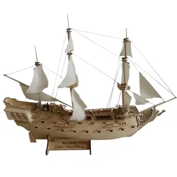 1:300 DIY din Lemn Asamblate Retro Piratii din Caraibe Perla Neagra Barcă cu pânze de Modelare Jucărie
