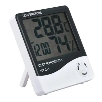 LCD Digital Electronic de Temperatură și Umiditate Metru Termometru Higrometru Interior Exterior Stație Meteo cu Ceas HTC1