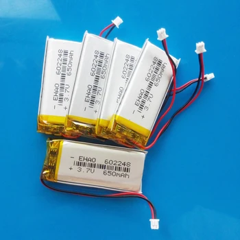 5 buc 650 mah 3.7 V lipo litiu polimer baterie reîncărcabilă JST 1.25 mm 2pin plug 602248 pentru MP3 GPS recorder cască camera