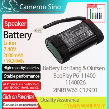 CameronSino Baterie pentru Bang & Olufsen BeoPlay P6 11400 1140026 se potrivește Bang & Olufsen 2INR19/66 C129D1 Difuzor Baterie 2600mAh