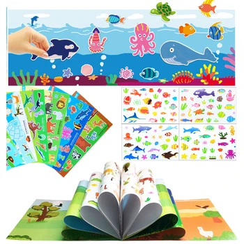 6 Diferite Sytle cărți Autocolant DIY Joc de Puzzle de Animale Desene animate de Învățare Jucarii Educative Pentru Copii Cadouri Drăguț grădină Zoologică Mare Autocolante